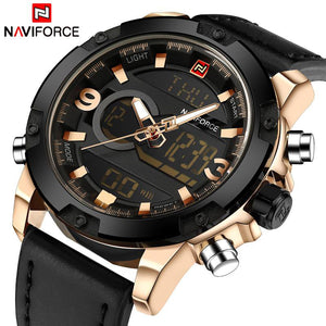 NAVIFORCE Digital Leather Military Watches